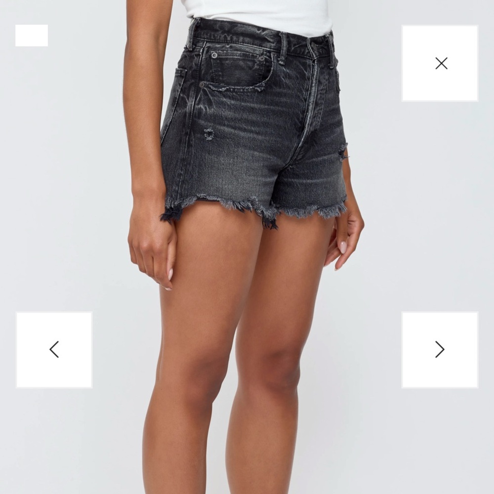 Moussy Black Distressed Frayed Denim Shorts